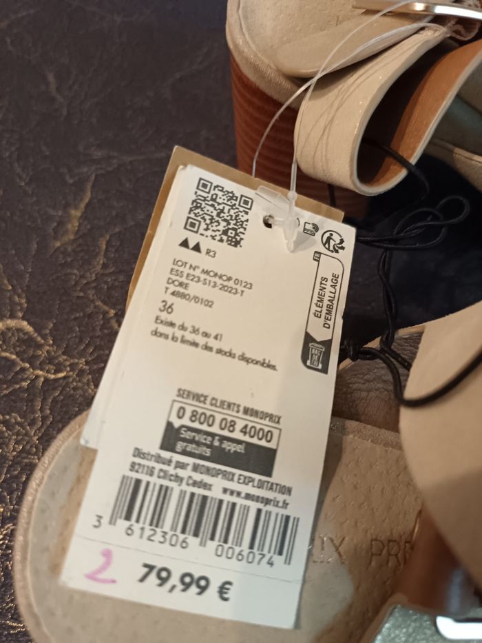 Sandales cuir Monoprix 36 - photo numéro 4