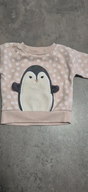 Pull pingouin rose et blanc