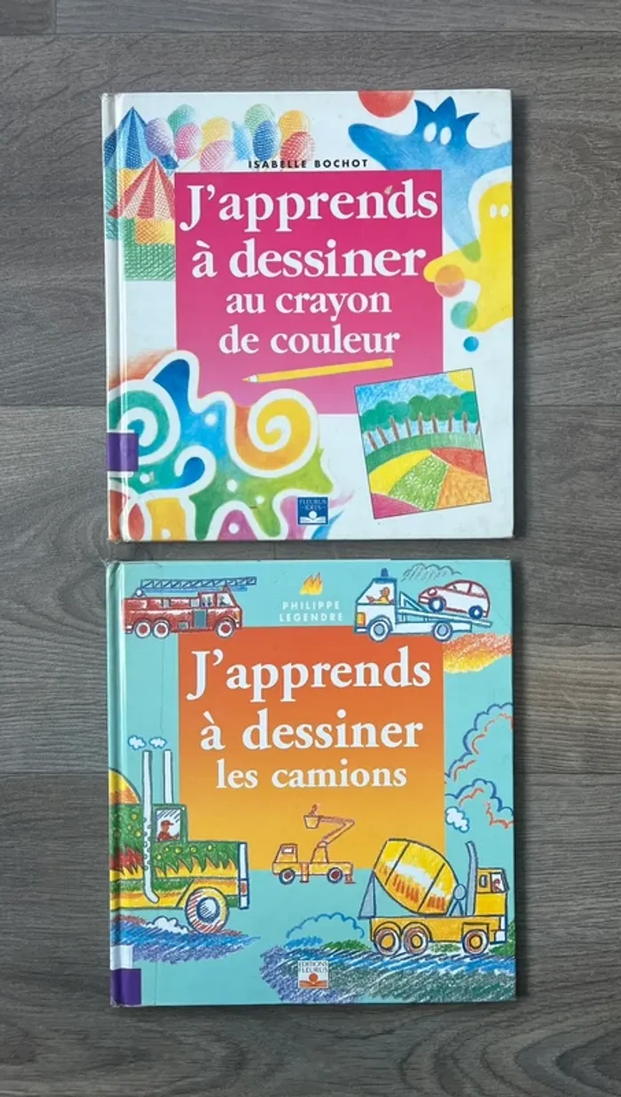 Lot de 2 livres J’apprends à dessiner au crayon / les camions Fleurus
