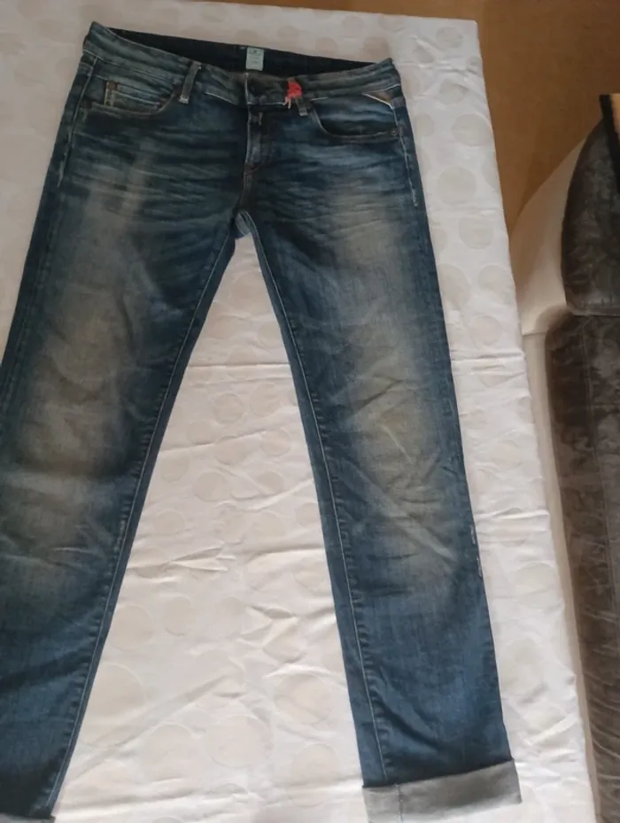 Pantalon jeans court femme Replay taille 40 coupe droite rétro vintage