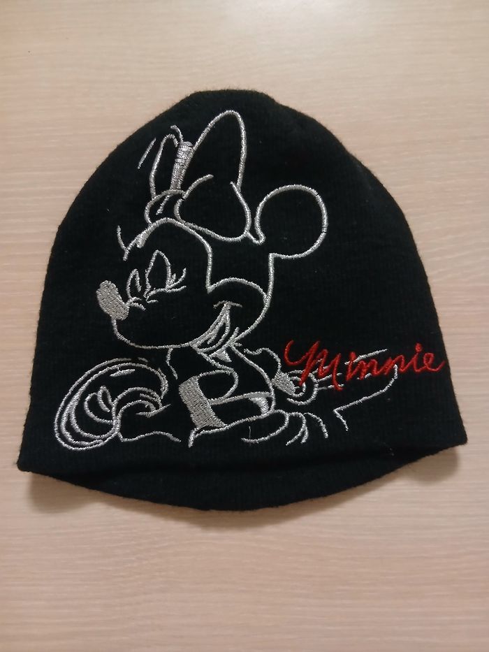 Bonnet fille matiere acrylique tour de tete 57 couleur noir  minnie dore - photo numéro 6