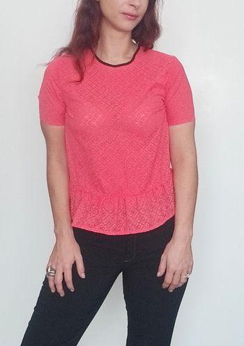 Haut péplum dentelle voile corail Atmosphère