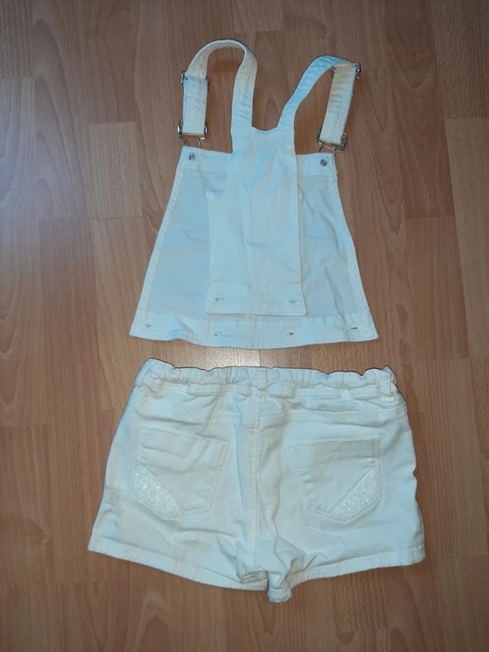 Salopette short 2 en 1 blanche T 8-9 ans - photo numéro 4