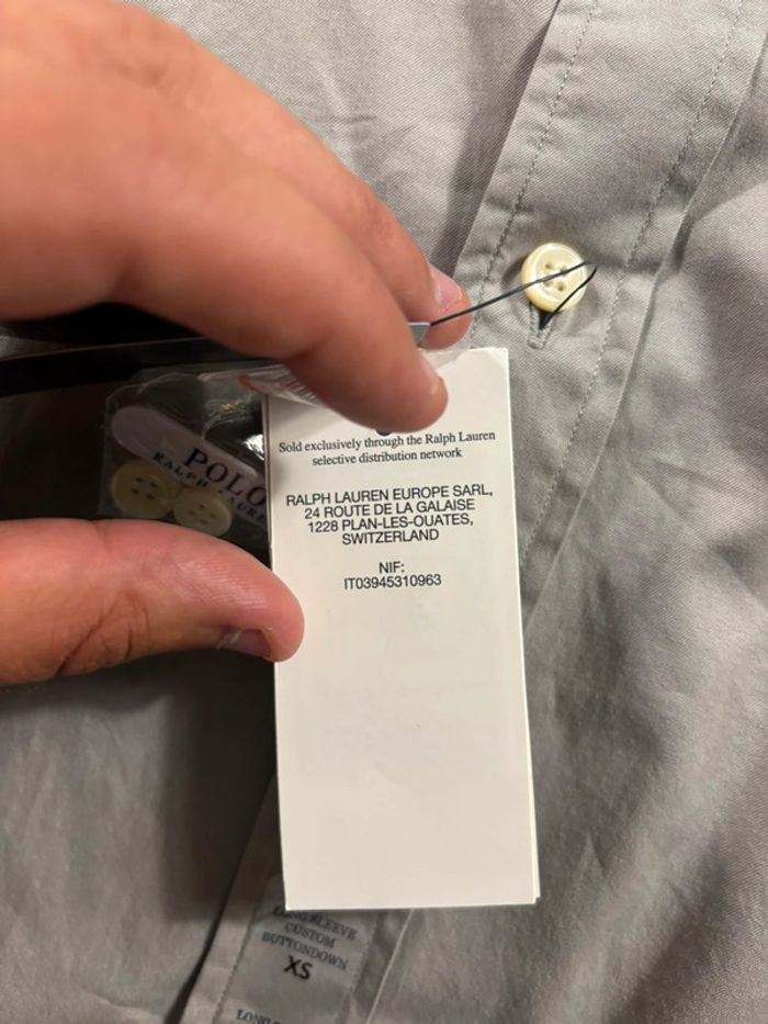 Chemise Ralph Lauren Gris logo brodé Gris Taille XS Neuf avec étiquette - photo numéro 6
