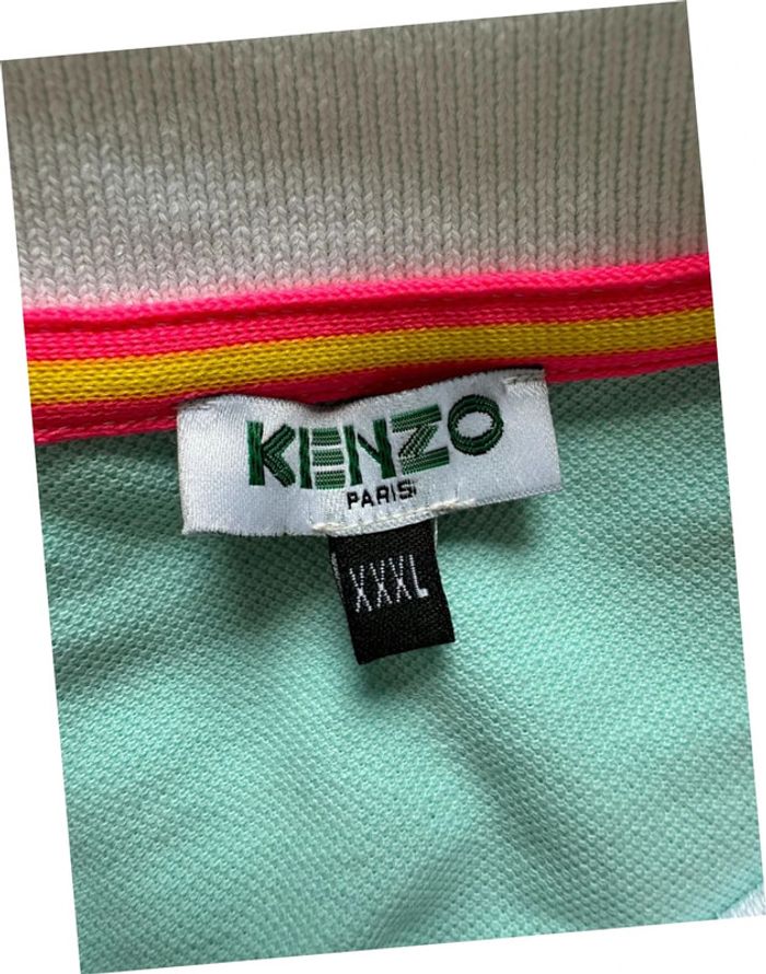 Polo Kenzo bicolore blanc et vert menthe 100% coton taille 3XL - photo numéro 8