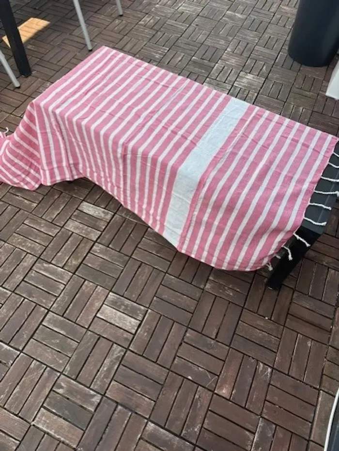 lot de 2 fouta serviette de plage rose 85 x 170 cm - photo numéro 4