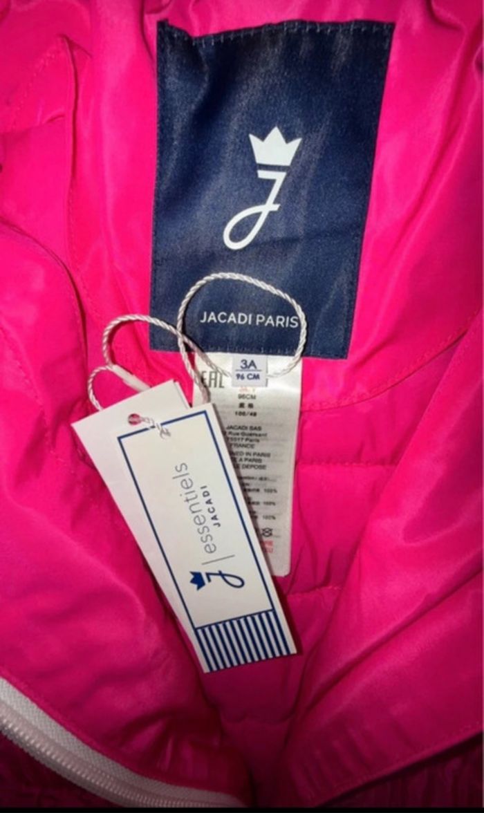 Veste manteau coupe-vent imperméable Jacadi 2 en 1 fille rose couture. Taille 3 ans. Neuve avec étiquette. - photo numéro 8