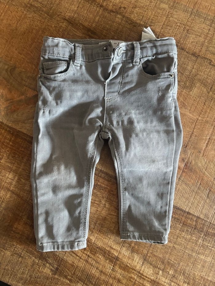 Jean Slim ZARA Baby Boy Gris T.74 (6-9 Mois) - Souple & Confort