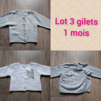 Lot 3 gilets mixte 1 mois