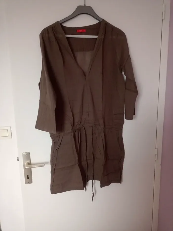 Robe chemise  d'été femme marron