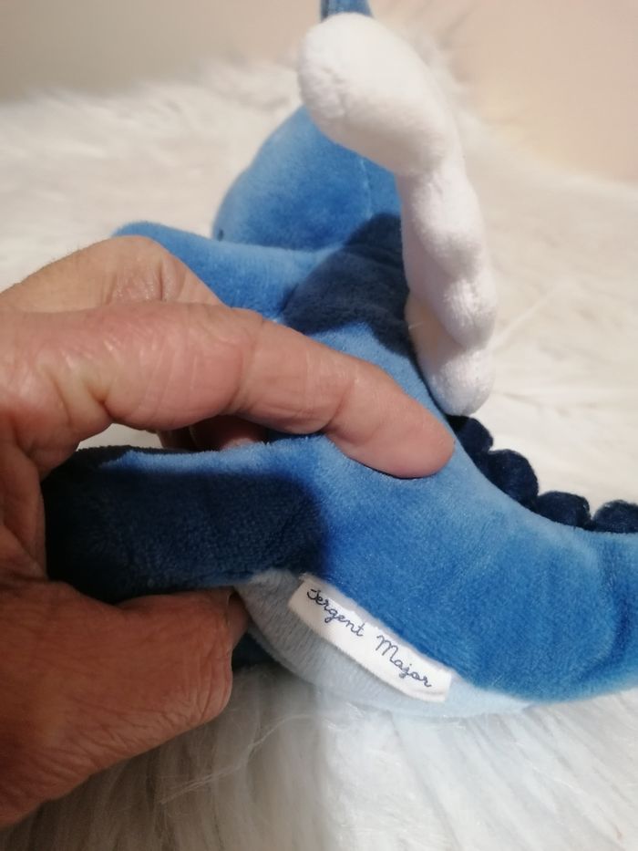 Doudou ou peluche dragon bleu ciel sergent major - photo numéro 3