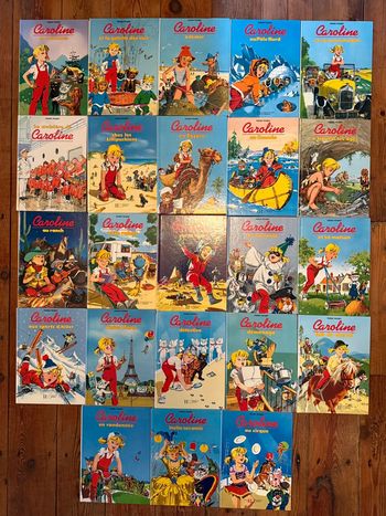 TBE - Lot de 23 livres bd albums Caroline vintage années 90 Hachette blancs
