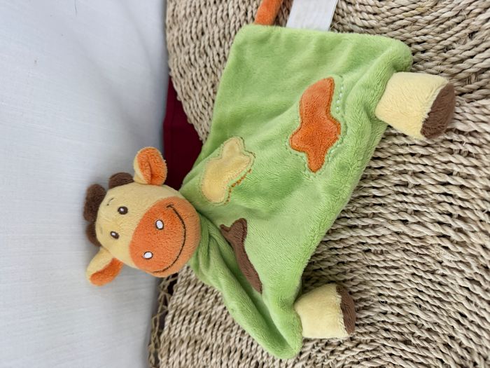 Doudou plat vache girafe vert jaune orange KIMBALOO