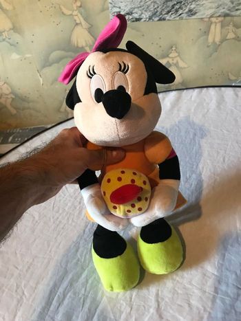 Grande Minnie Ruban Flot Mauve Gâteau Rose Petit Cœur Rouge Amour Peluche Petits Enfants Bébés