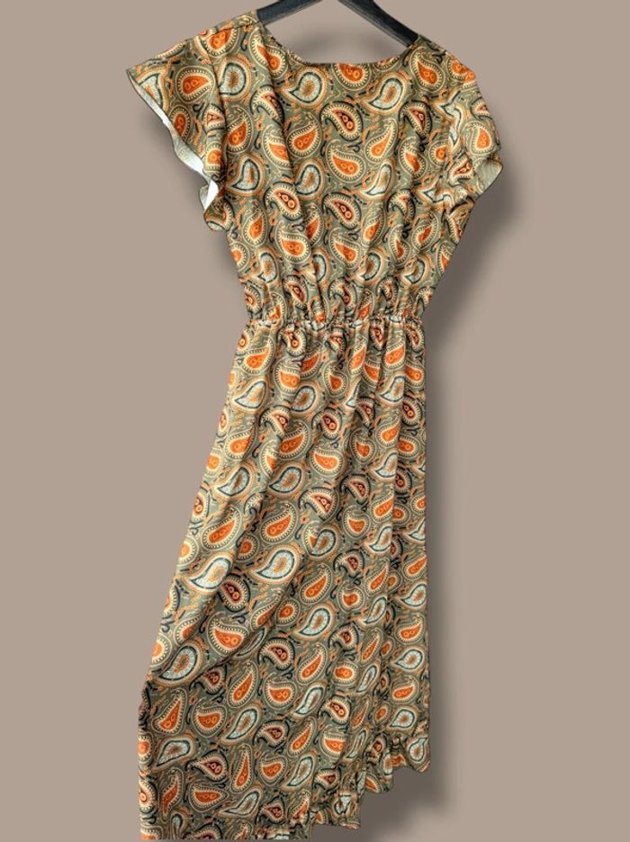 Robe imprimé kaki et orange - photo numéro 4