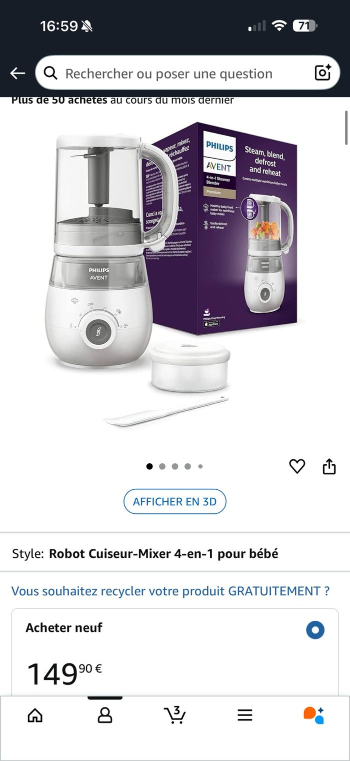 robot cuiseur vapeur mixeur 4 en 1 pour bébé de la marque Philips Avent. - photo numéro 10
