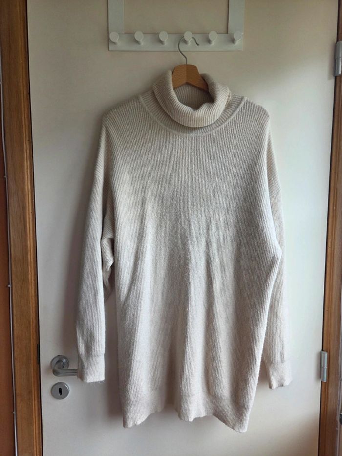 Robe pull col roulé beige écru - Taille unique