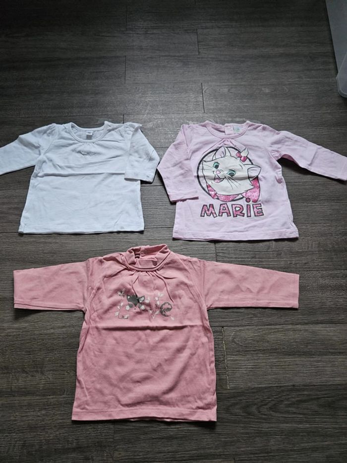 Lot de 3 tee-shirts manches longues fille taille 6 mois