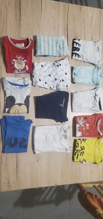 Lot de 12 T-shirts manches courtes 18 mois