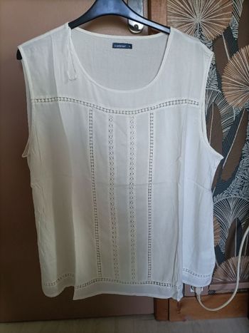 Débardeur uni blanc avec broderie dentelle