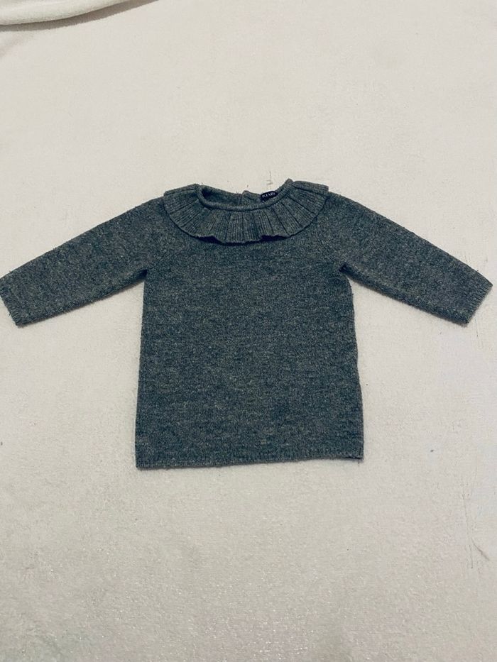 Pull en laine gris à col – Hiver KIABI • taille 9 mois  • Très bon état