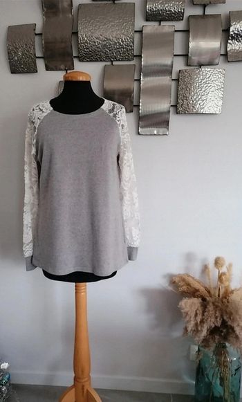 Tee-shirt manches longues dentelle Gémo taille S/M