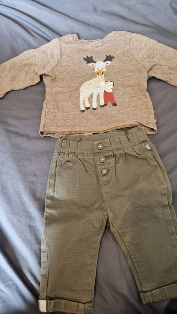 Ensemble Obaïbi t-shirt manche longue et pantalon 3 mois 