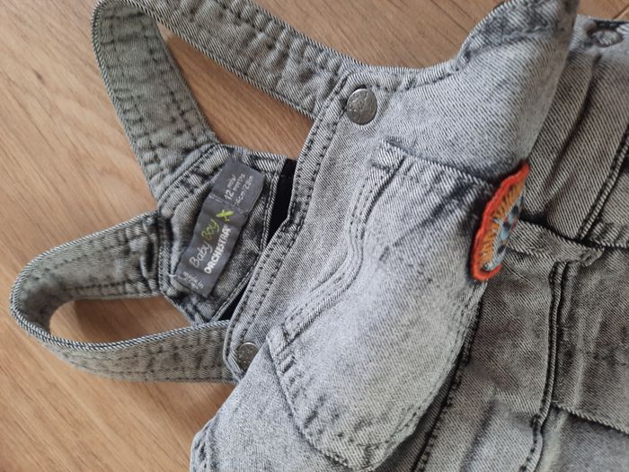 Ensemble garçon salopette-pantalon en jean gris+polo bleu marine à manches longues Orchestra 12 mois - photo numéro 6