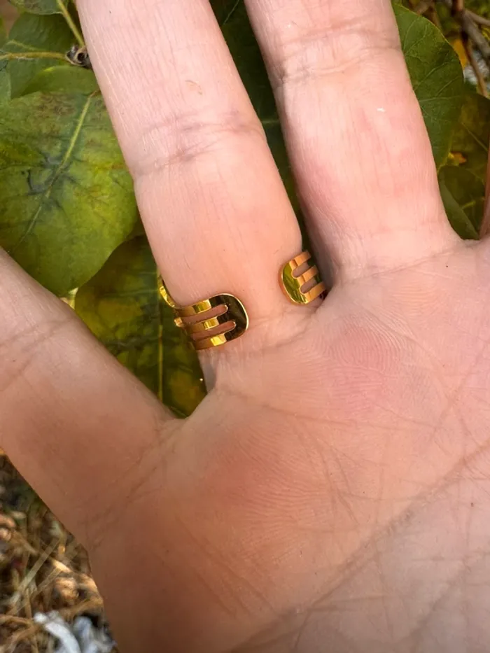 Grande acier inoxydable or étoile soleil zircons acier inoxydable or réglable - photo numéro 8