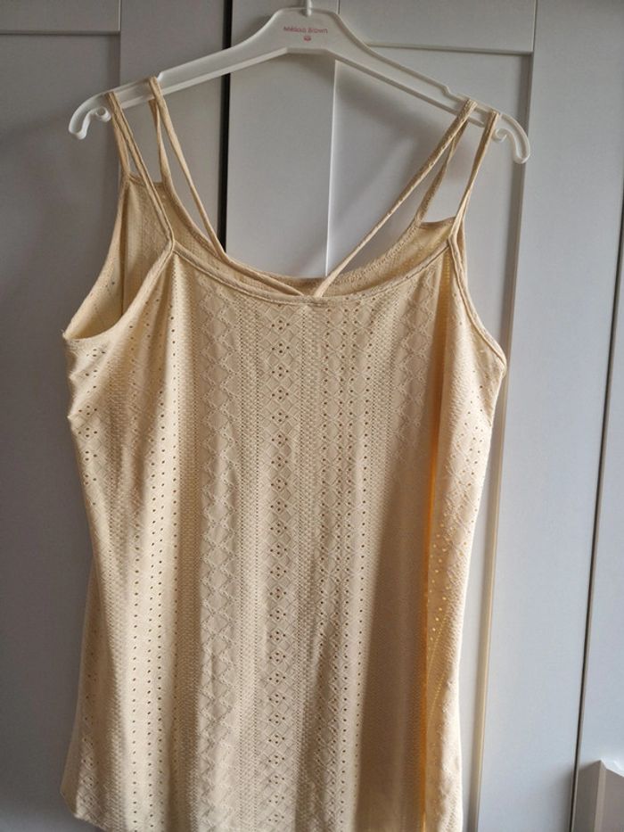 Débardeur ajouré, jaune pâle, XL, neuf - photo numéro 3