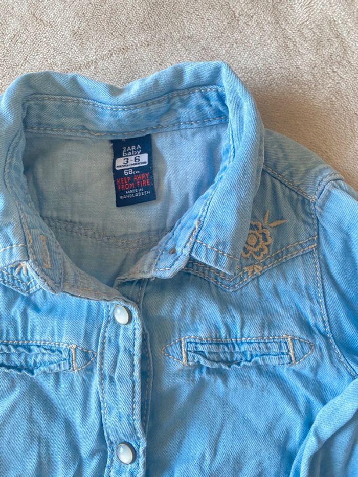 Chemise jean à pression taille 3/6 mois - photo numéro 2