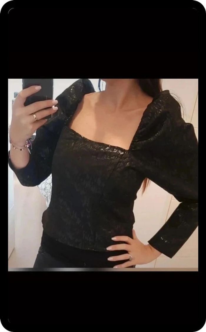 🌺 NEUF blouse manches bouffantes noire - photo numéro 2
