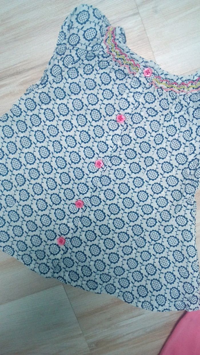 Ensemble blouse fleurs bleues et legging rose - photo numéro 3