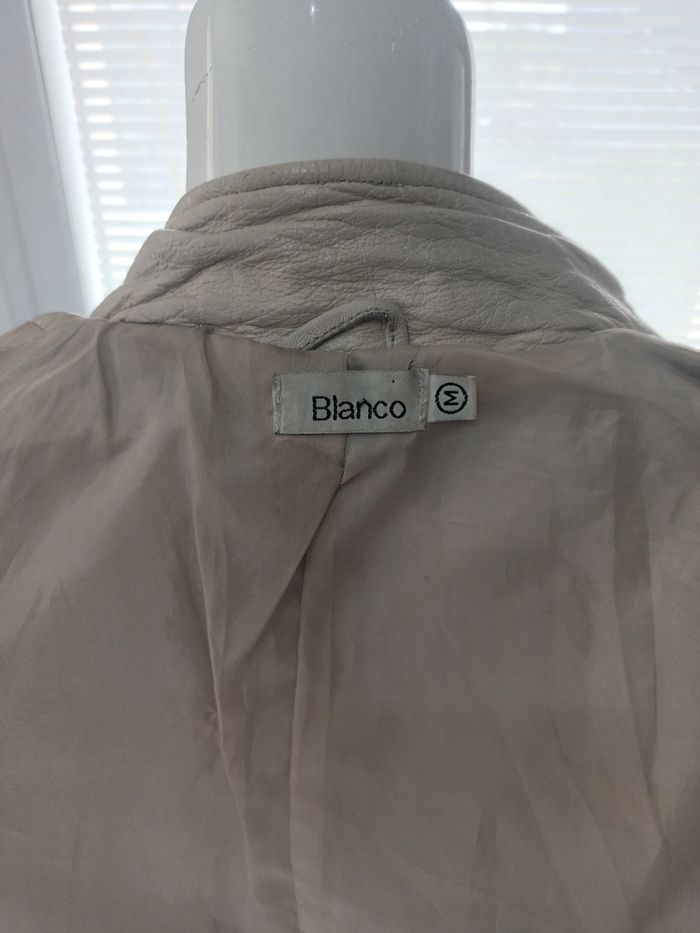 Veste vintage cuir souple Serge Blanco de couleur crème  taille S - photo numéro 7