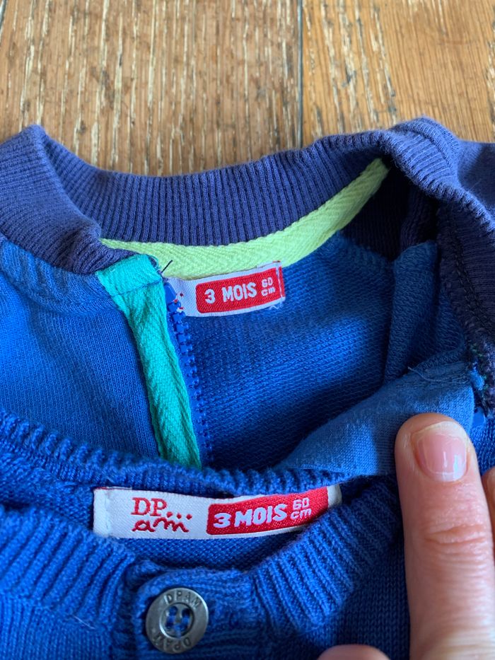 Lot de 2  pulls/sweats DPAM bébé 3 mois - photo numéro 3