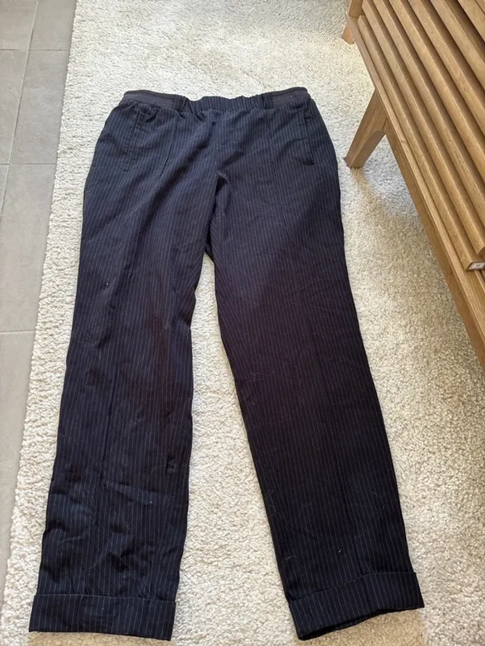 pantalon noir à rayures mango taille M - photo numéro 5