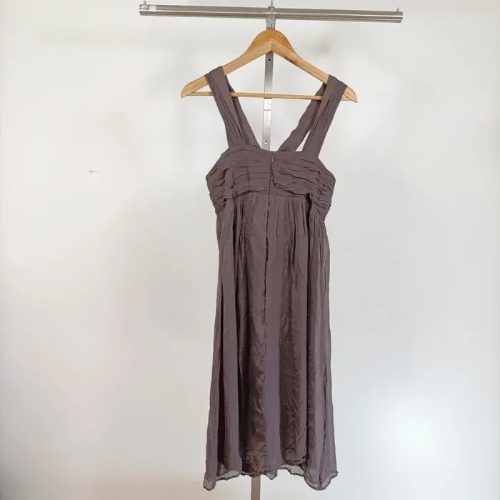 Robe 1.2.3 Paris marron bustier plissé à larges bretelles - Taille 40 A1228 - photo numéro 4