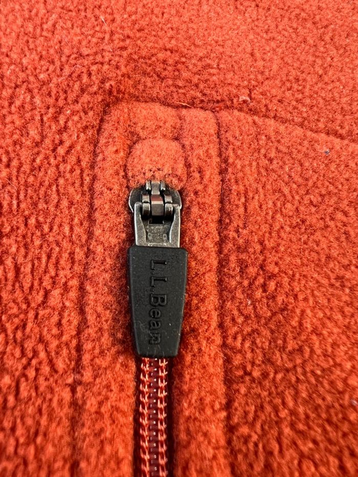 L.L. Bean Pull Polaire Zippé Col Montant Orange – Taille M - photo numéro 9