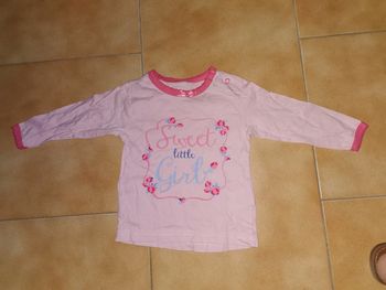 Tee shirt ml rose écriture 12mois