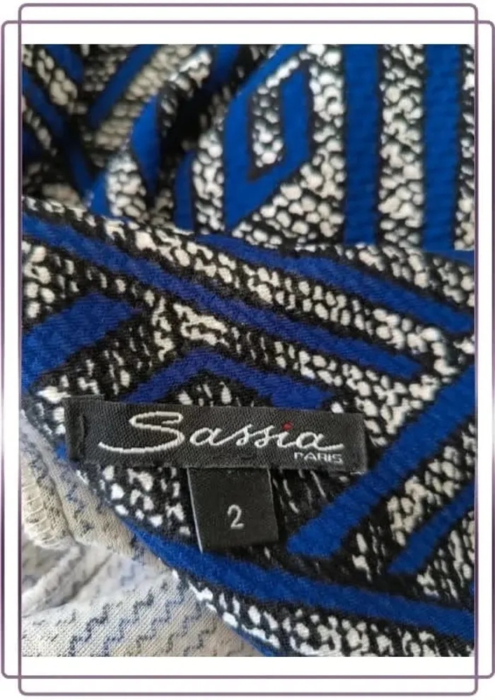 Robe midi Sassia bleu à motifs taille ajusté taille M - photo numéro 11