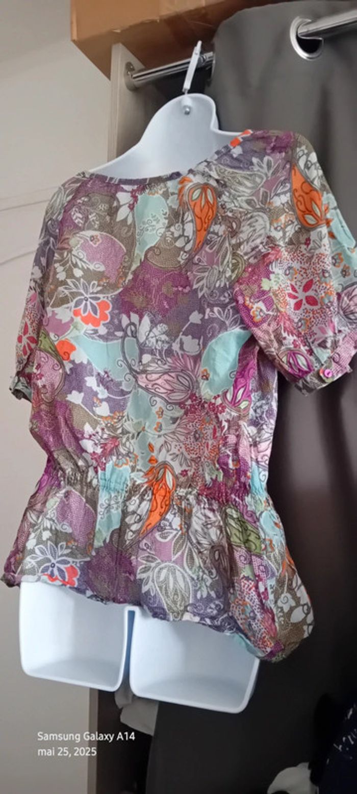 Blouse légère motif fleurs colorées femme 42/44 camaïeu - photo numéro 12