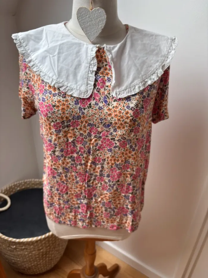 Sublime blouse Balzac Paris modèle Étincelle imprimé fleurs solaires - T38 - photo numéro 2
