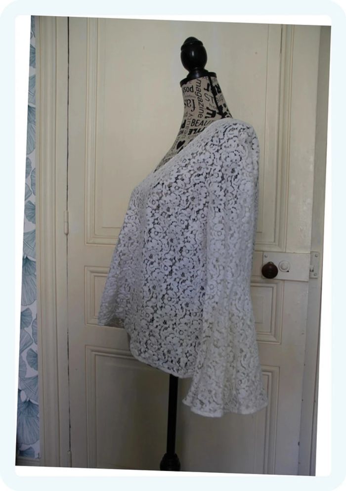 Blouse Zara dentelle blanche L - photo numéro 3