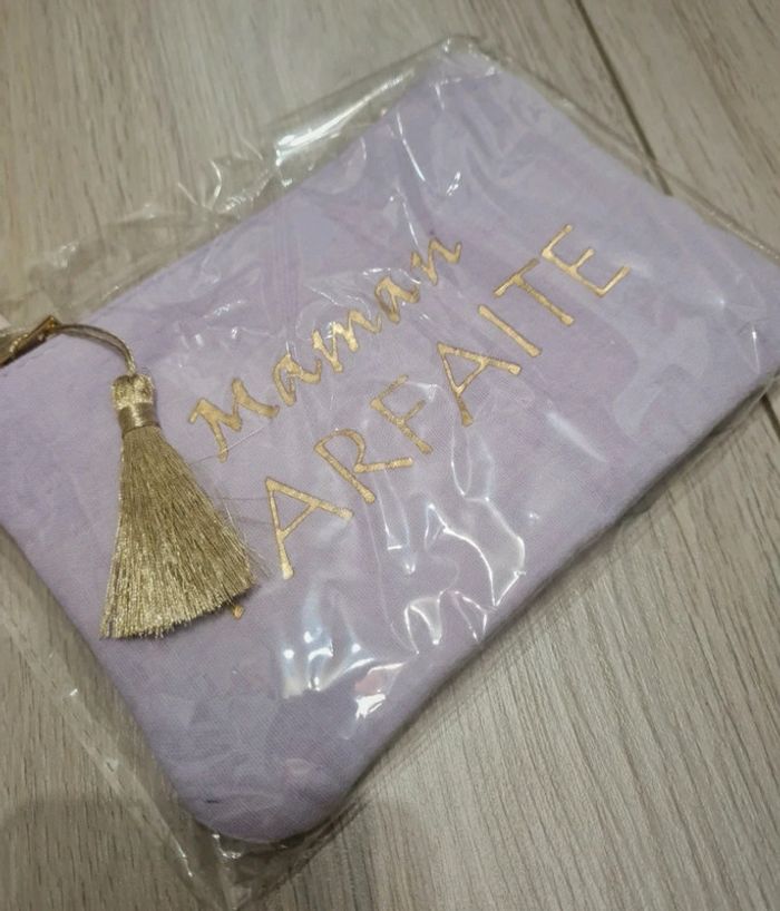 Pochette trousse en gaze de coton violet parme cadeau maman