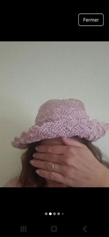 Chapeau été rose pale papier tressé