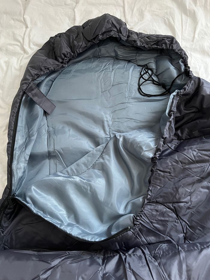 Sac de couchage à capuche gris anthracite et orange avec sac de rangement - photo numéro 4