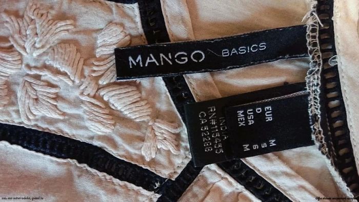 Blouse casual chic beige - Brodée Fleurs Mango basics taille 38 - photo numéro 3