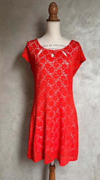 Robe orange rouge broderie mé Paris