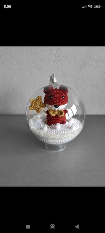 Décoration boule de noël renard au crochet