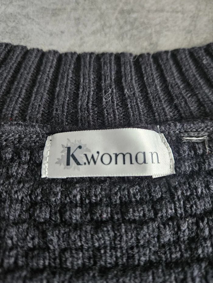 Pull tunique en mailles femme - Taille 46 / XXXL - Kwoman - Noir uni - photo numéro 2